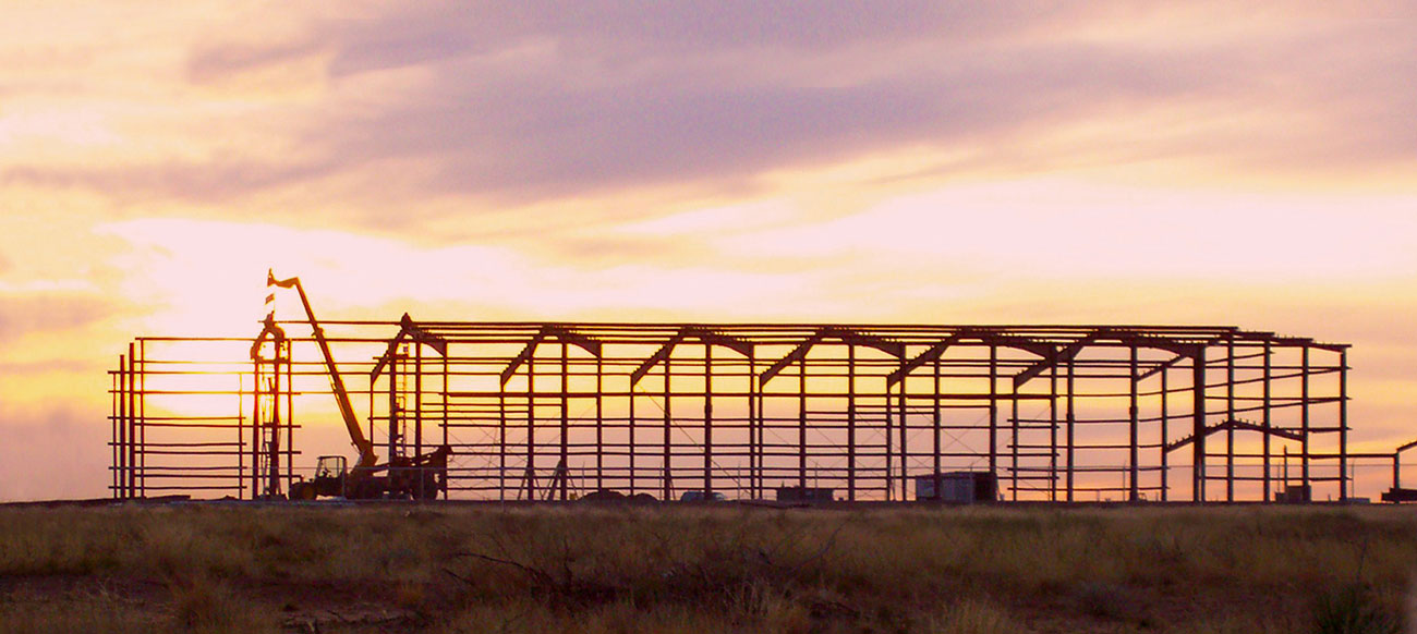 construction, framing, at sunset