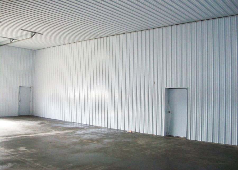 a steel building with white fire walls
