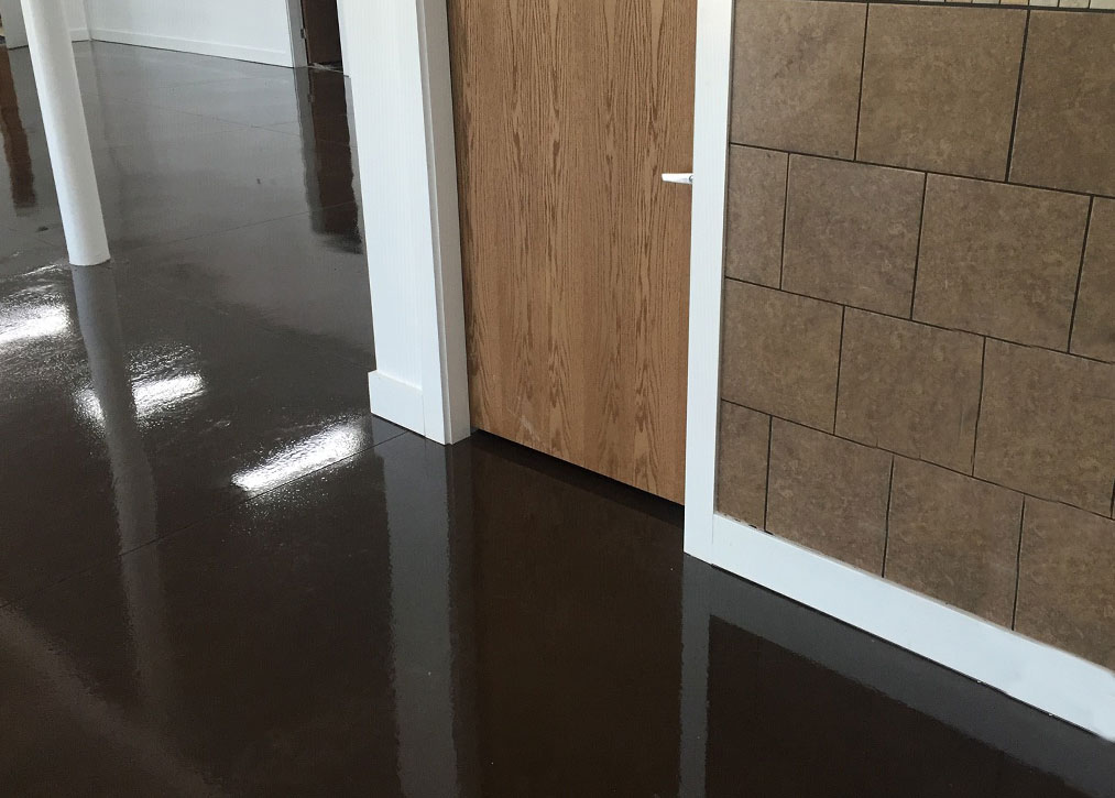 black polished concrete floor