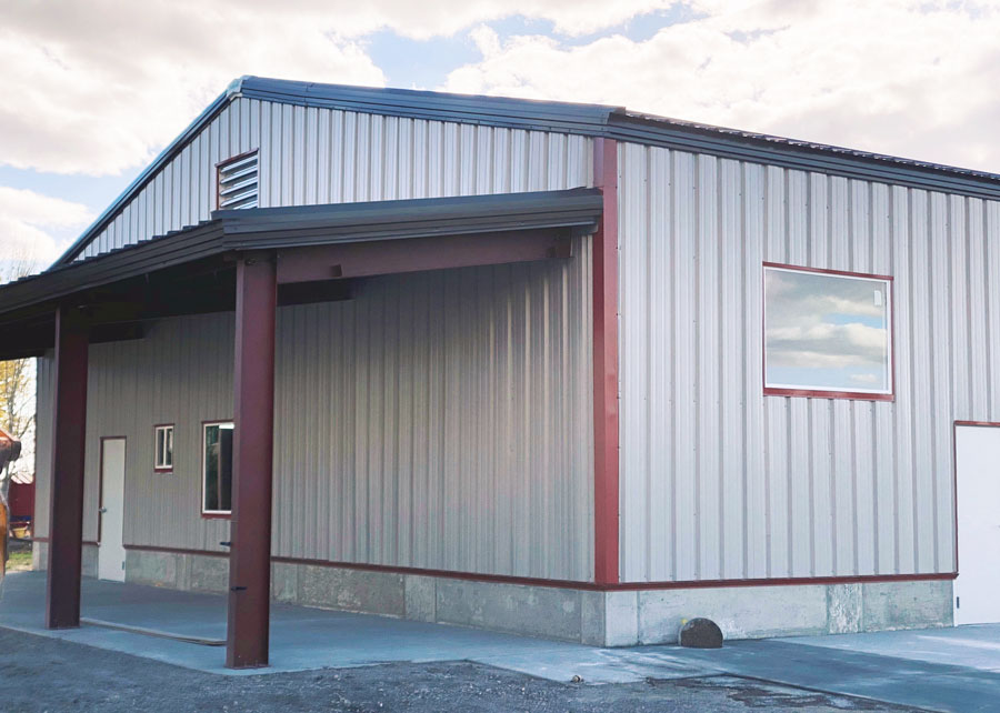 canopy and eve extension on a steel building