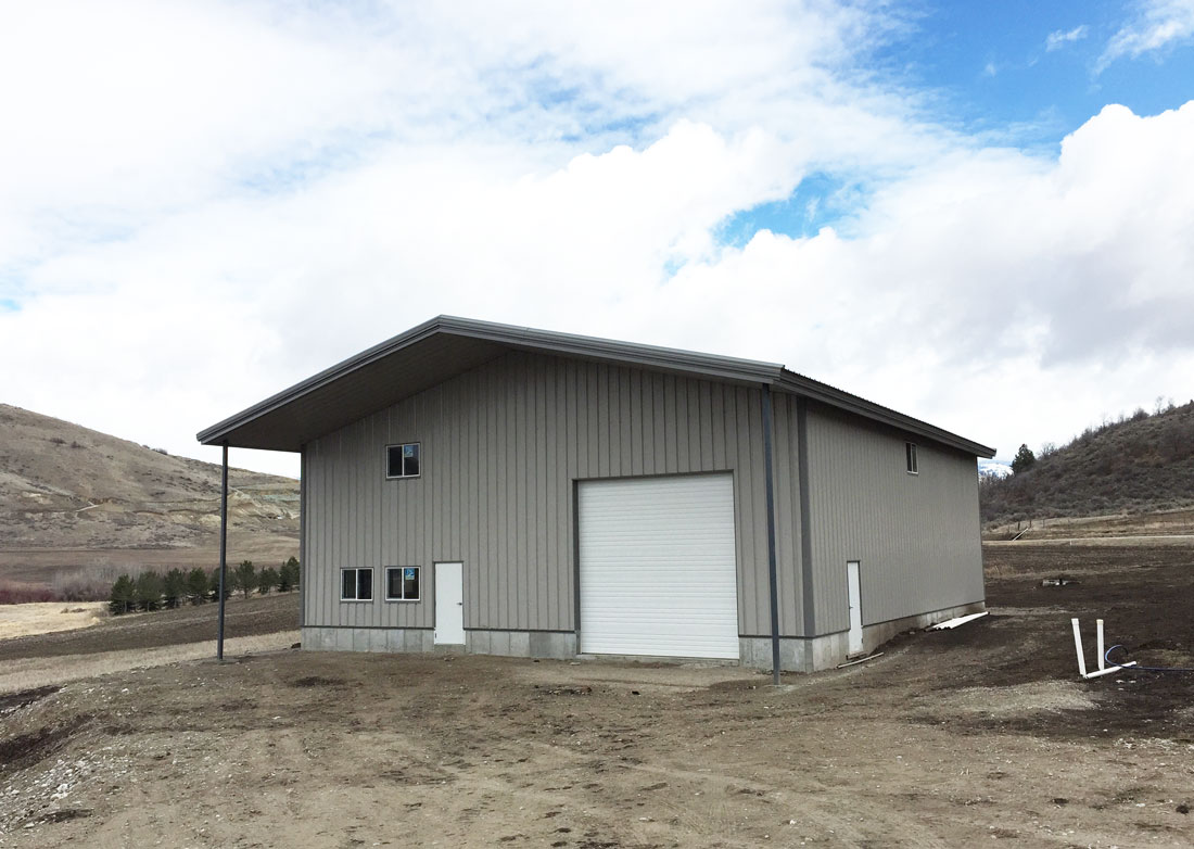 a grey farming shed