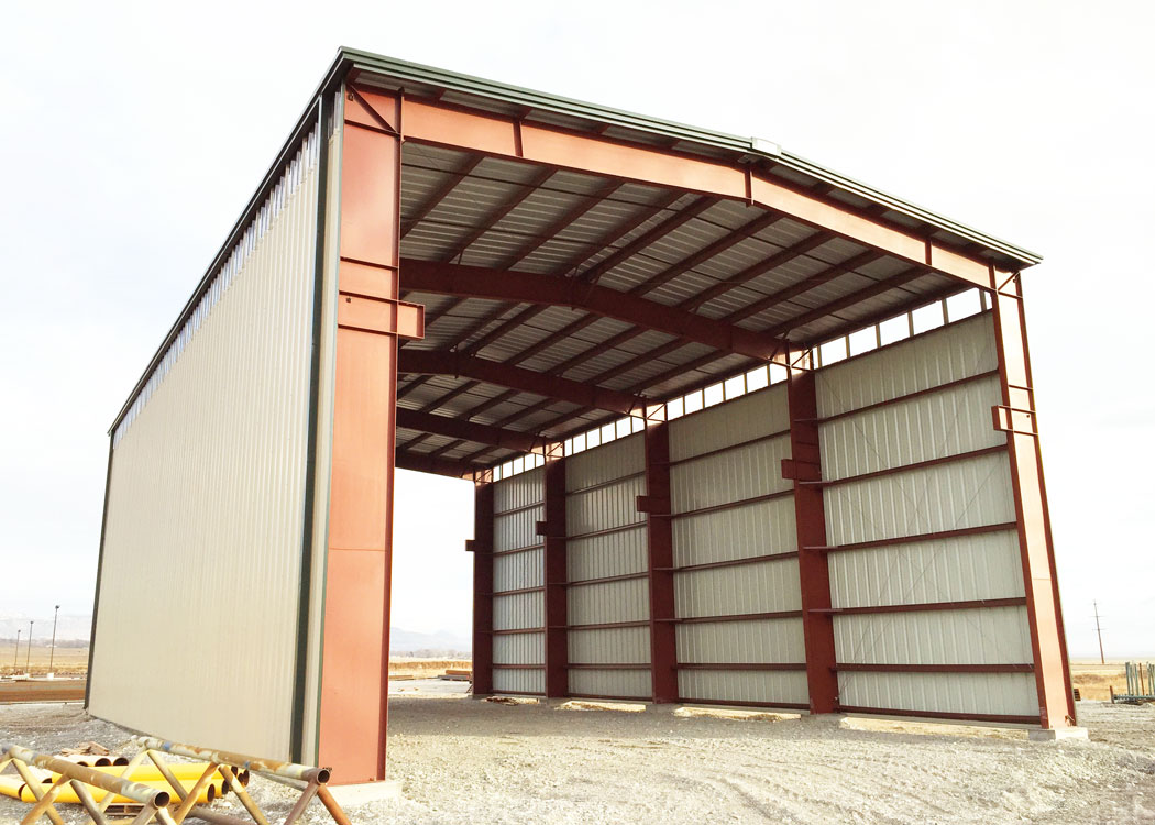 a large hay barn made of steel